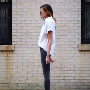 Armani Exchange: Short Sleeve White Button Down